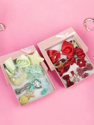 Vibrant Hair Clips Set for Girls - Lime & Red Duo, Pack of 2