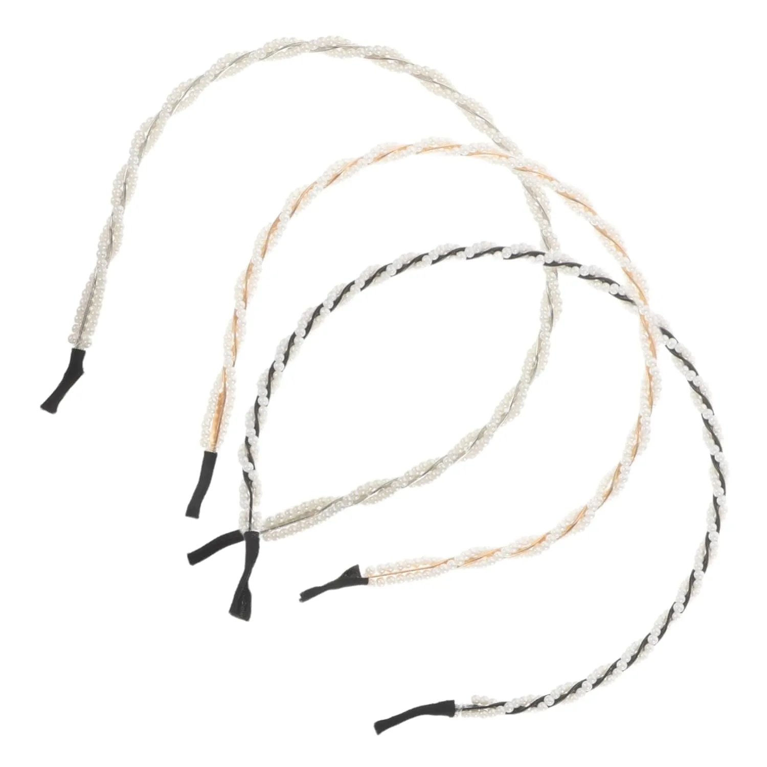 VICASKY Elegant Headbands 3pcs Pearl Knotted Headband Set Fashionable Hair Jewelry Fake Pearls for Occasions