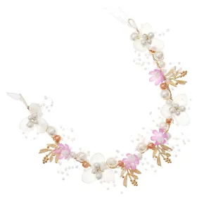 VICASKY Stunning Bridal Headband Wedding Hair Accessories for Brides Vintage Bridal Flower Headpiece Pearl Embellished Gold Purple for Special Occasions -j6843gp