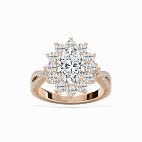 Quality Work Memory Lane Vicky 3 1?? ctw Lab Grown Diamond Vintage Twist Halo Engagement Ring