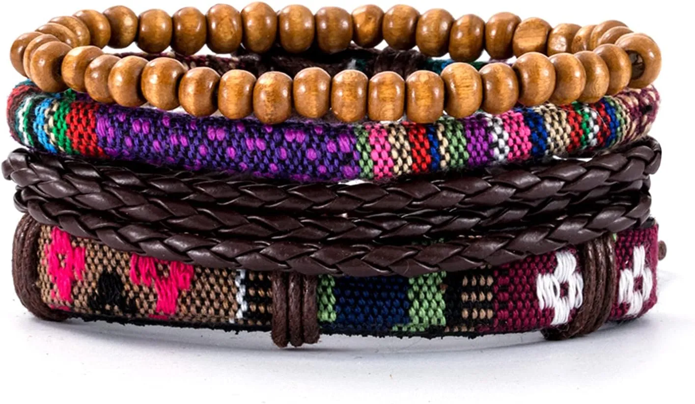 Vinatge Gothic Punk Skull Star Metal Multilayer Leather Bracelet Men Bracelets & Bangles Male Arm Jewelry