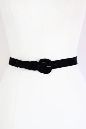 Vintage 1940s Black Rayon Belt With Buckle
