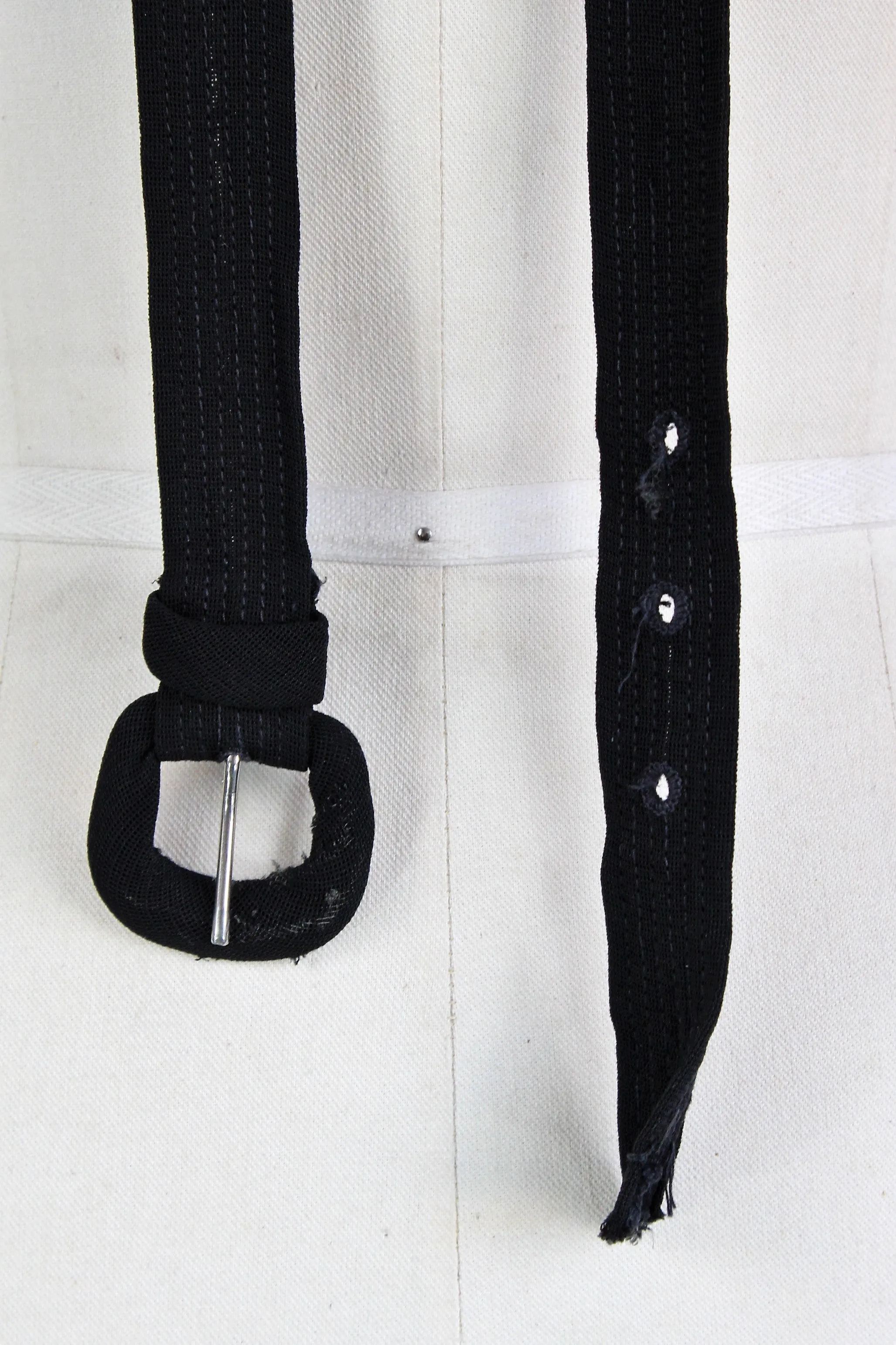 Vintage 1940s Black Rayon Belt With Buckle