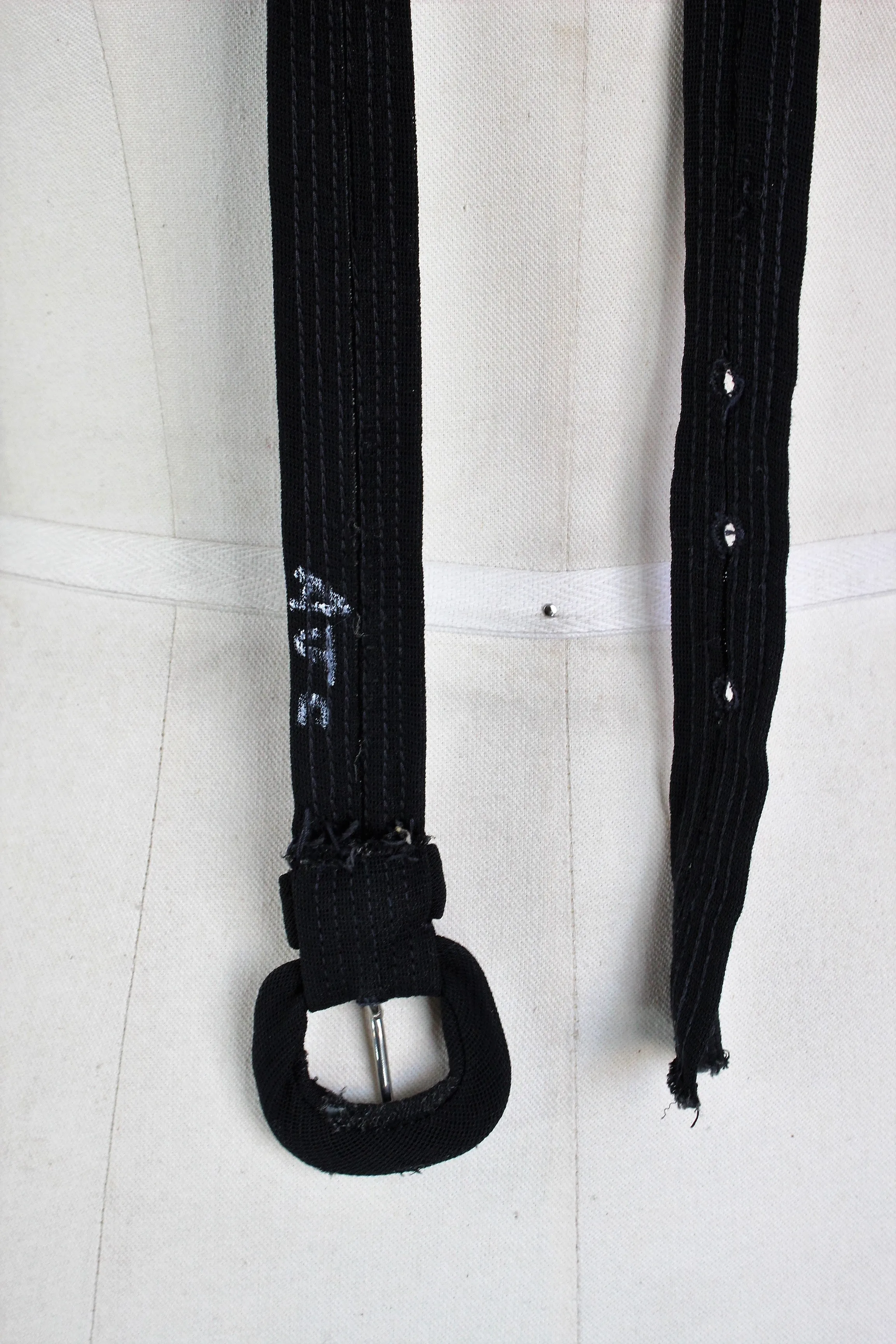 Vintage 1940s Black Rayon Belt With Buckle