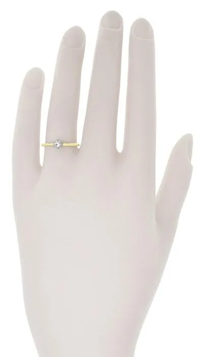Vintage 1960's Old European Cut Solitaire Diamond Engagement Ring in 14K Two Tone Gold | 0.18 Carat