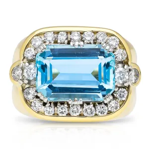 Vintage, 1980s aquamarine & diamond ring