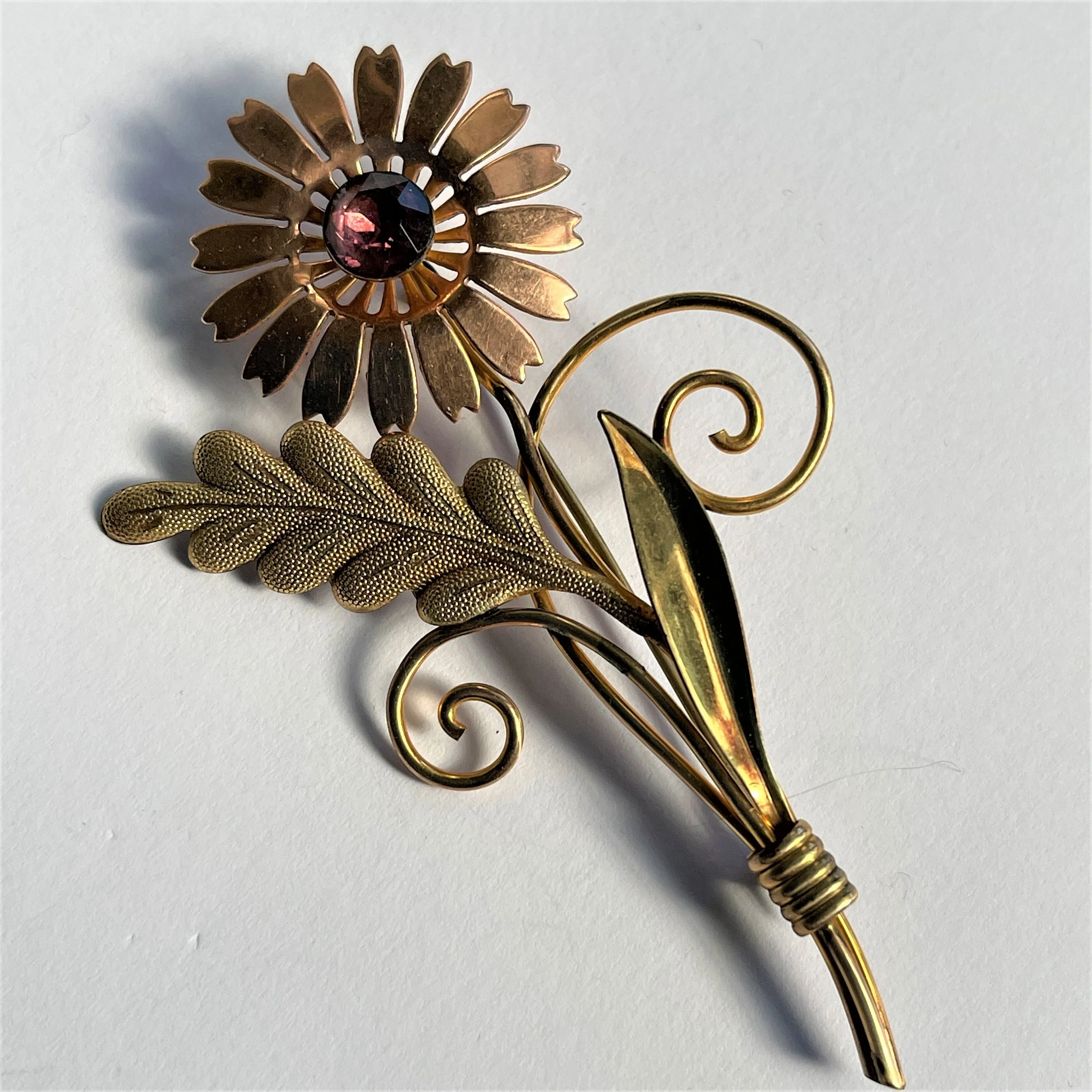 Vintage 50's Flower Head Brooch