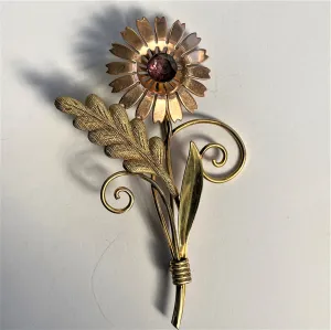 Vintage 50's Flower Head Brooch