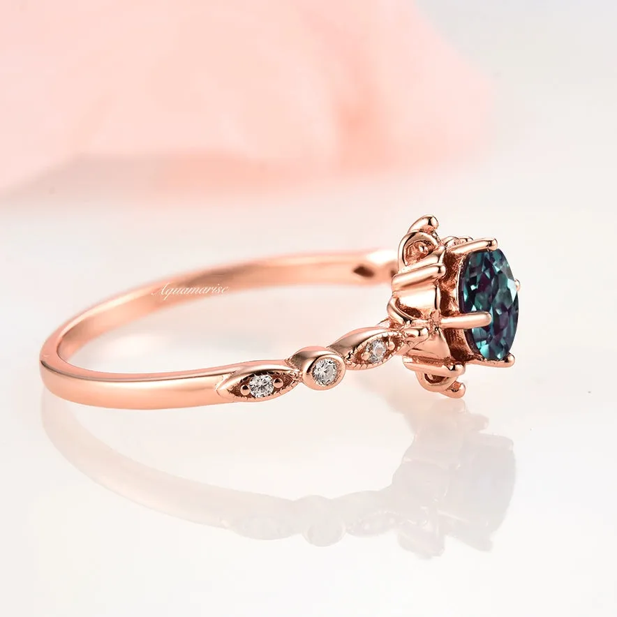Vintage Alexandrite Fairytale Ring- 14K Rose Gold Vermeil