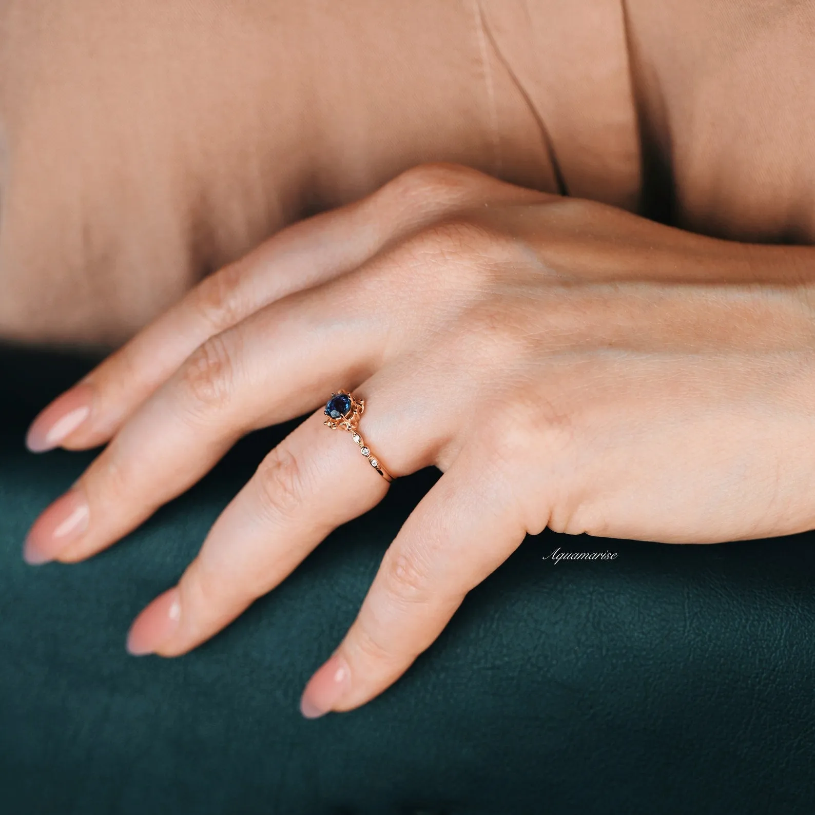 Vintage Alexandrite Fairytale Ring- 14K Rose Gold Vermeil
