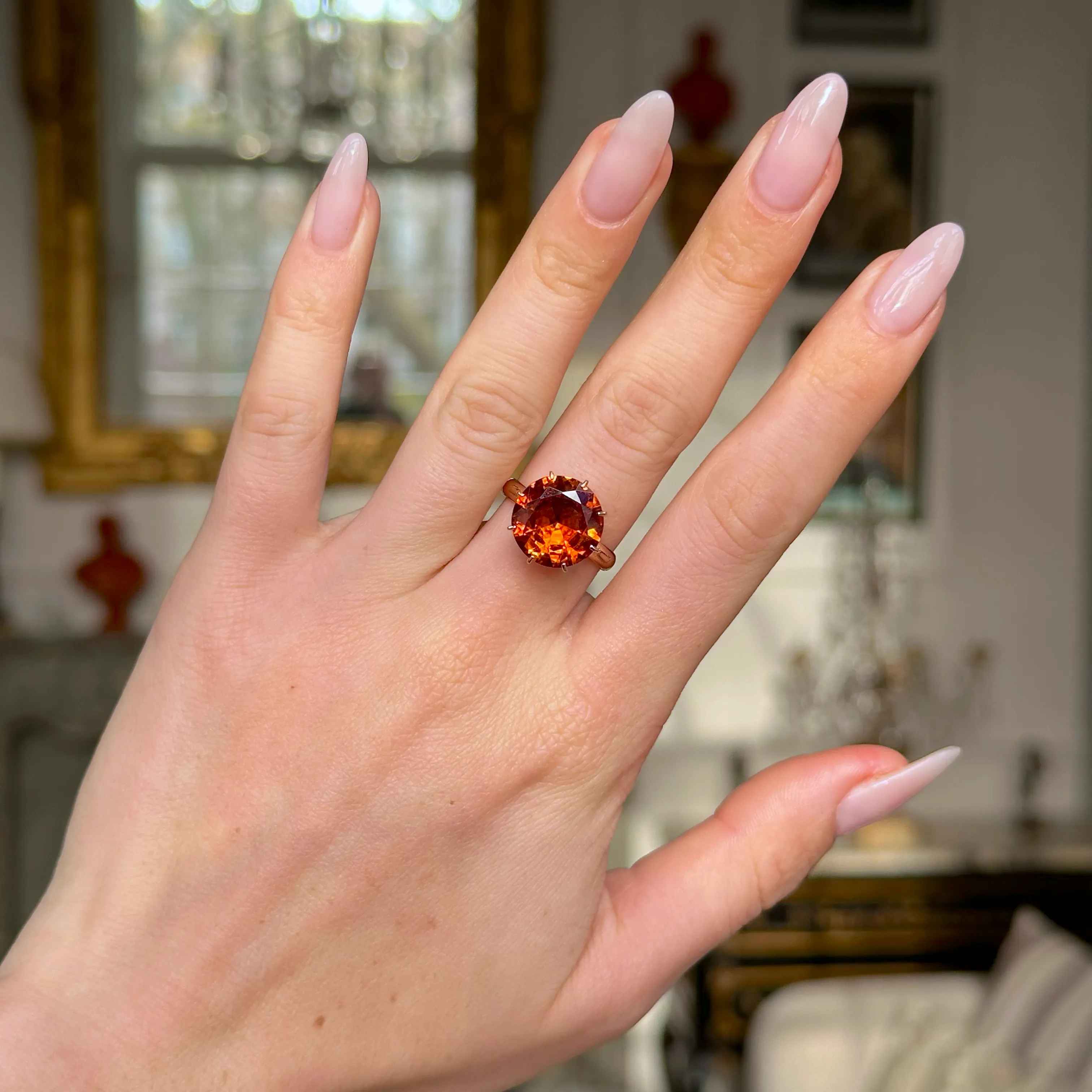 Vintage, French, 5.65ct citrine cocktail ring, 18ct yellow gold