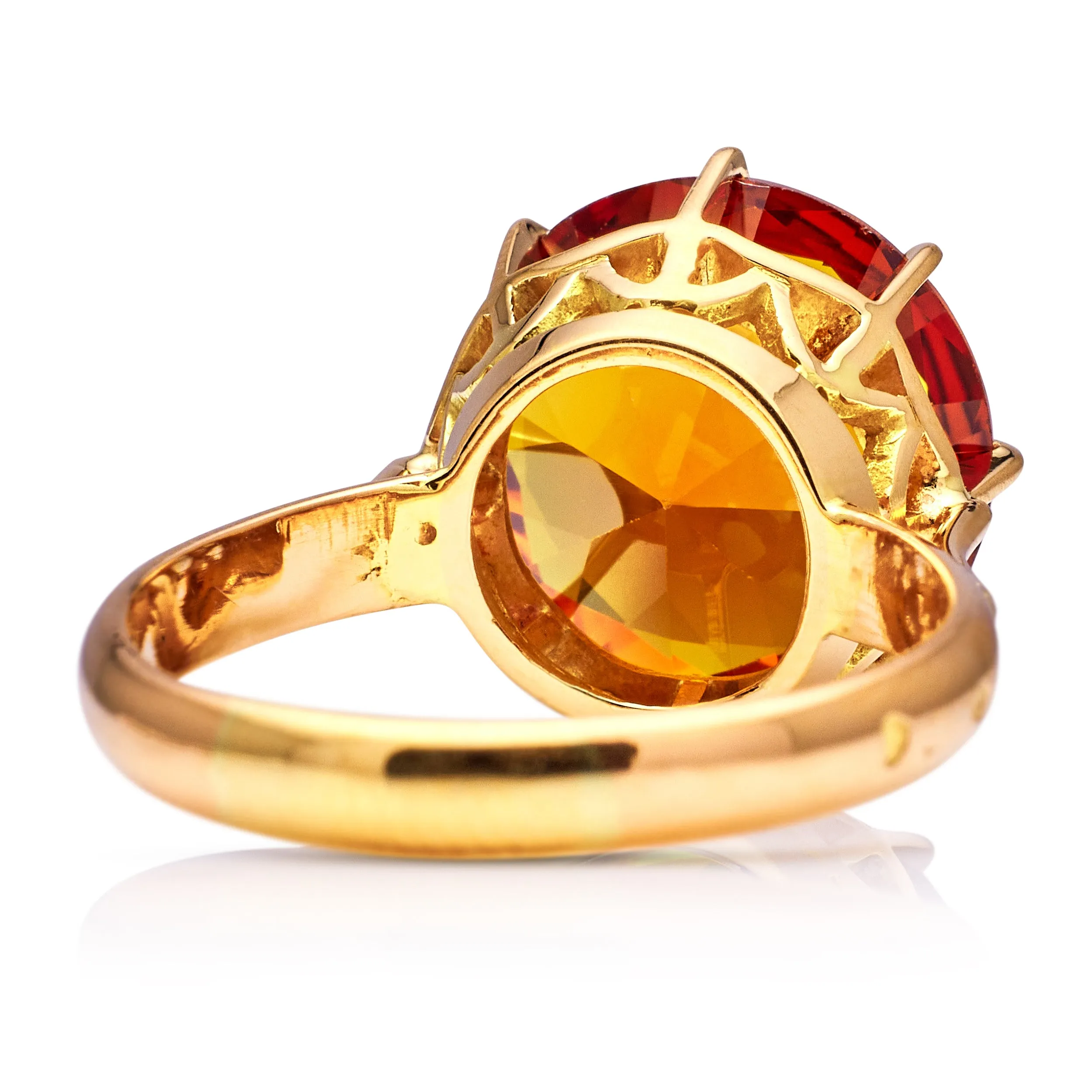Vintage, French, 5.65ct citrine cocktail ring, 18ct yellow gold