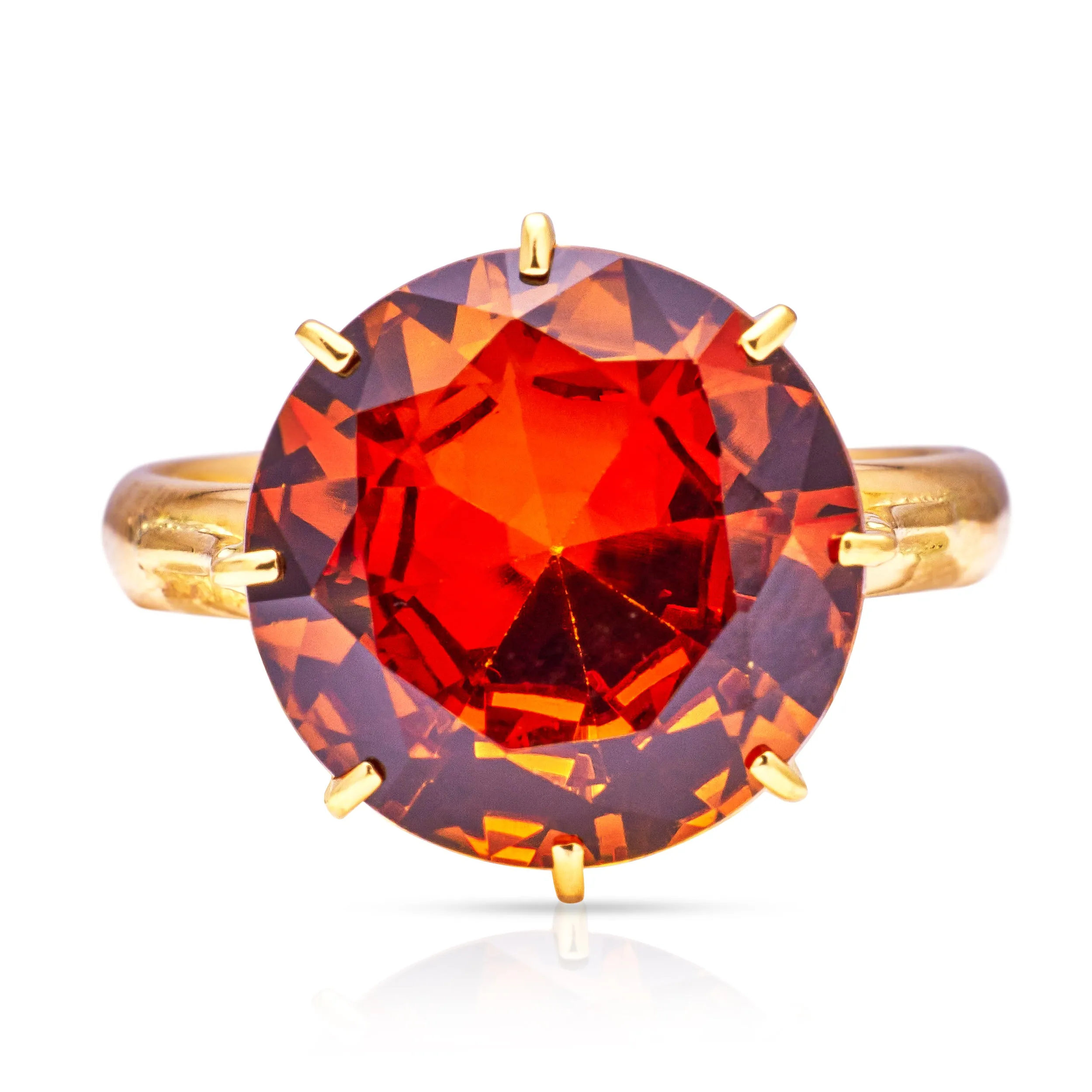 Vintage, French, 5.65ct citrine cocktail ring, 18ct yellow gold