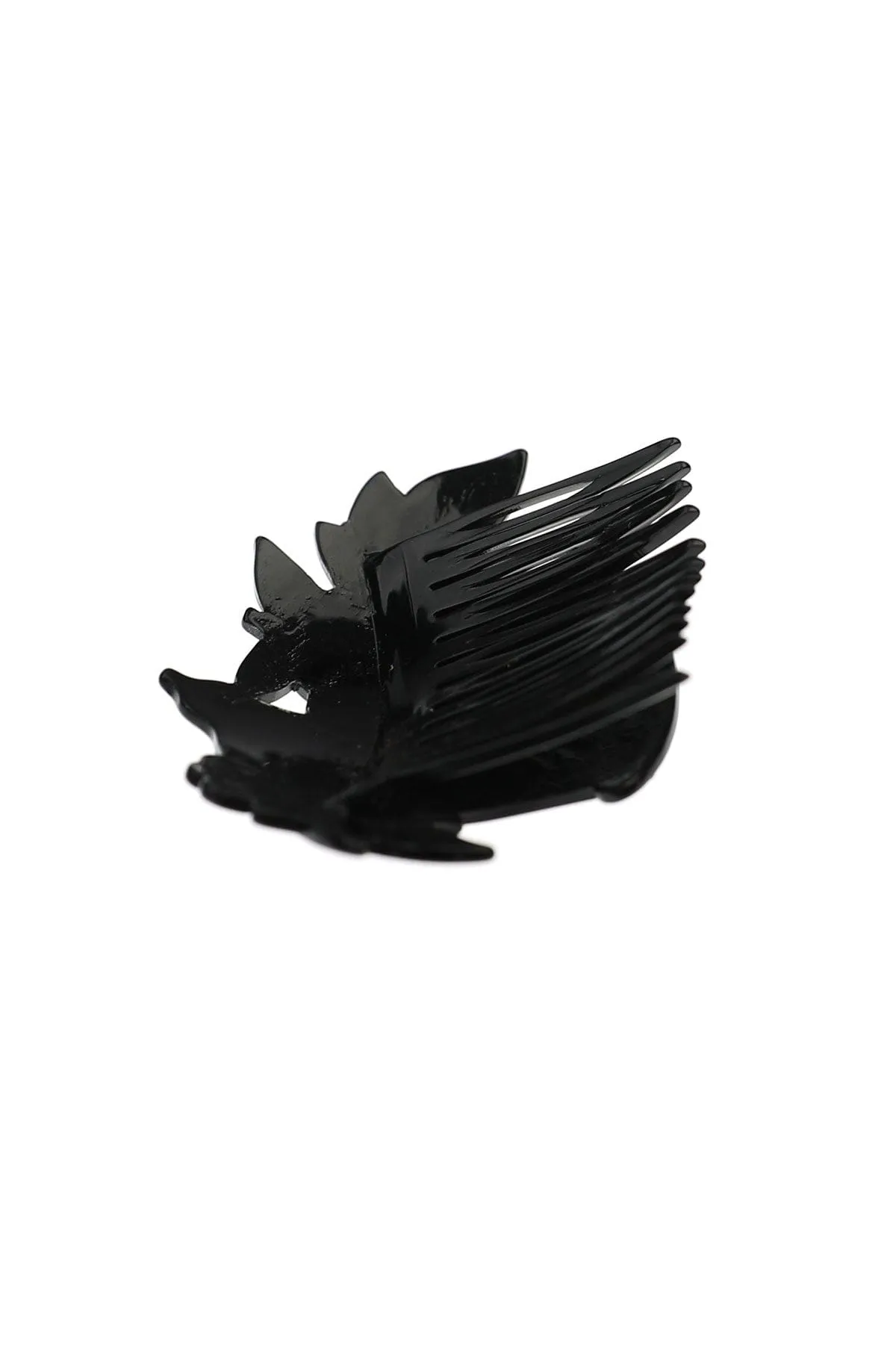 Vintage French Fruit Basket Hair Comb with Crystals, Clear Ice and Black