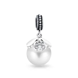 Vintage Heart Cap Pearl Dangle Charm Bead Sterling Silver for European Bracelet