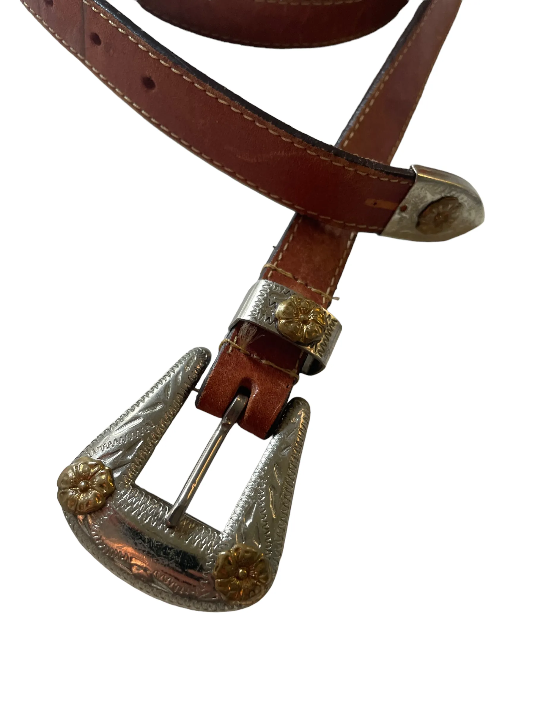 Vintage Leather Belt with Western Buckle | Barn Owl Vintage | Seattle Vintage Belts and Buckles