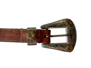 Vintage Leather Belt with Western Buckle | Barn Owl Vintage | Seattle Vintage Belts and Buckles