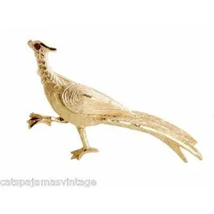 Vintage Signed BSK Pheasant or Road Runner Brooch 1960s