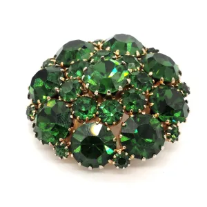 Vintage Signed Weiss Open Back Green Rhinestone Brooch/Pin
