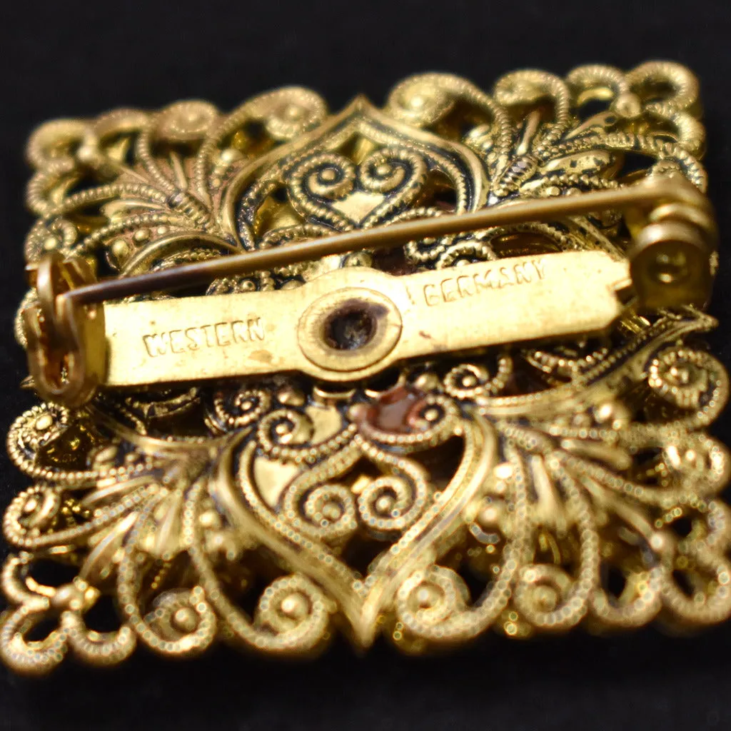 Vintage Square Mother Of Pearl Brooch