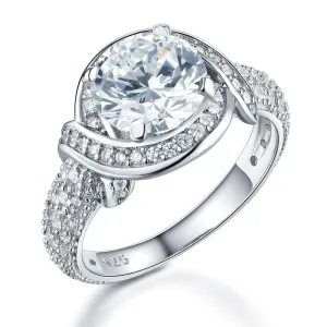 Vintage Style Art Deco 925 Sterling Silver Ring Promise Engagement Simulated Diamond