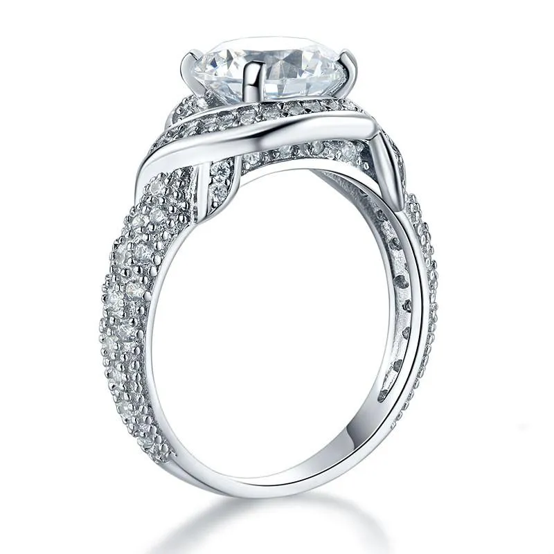 Vintage Style Art Deco 925 Sterling Silver Ring Promise Engagement Simulated Diamond