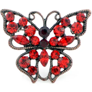 Vintage Style Ruby Red Butterfly Pin Brooch