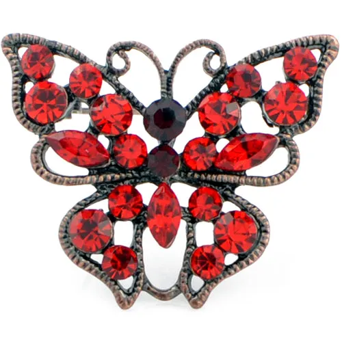 Vintage Style Ruby Red Butterfly Pin Brooch