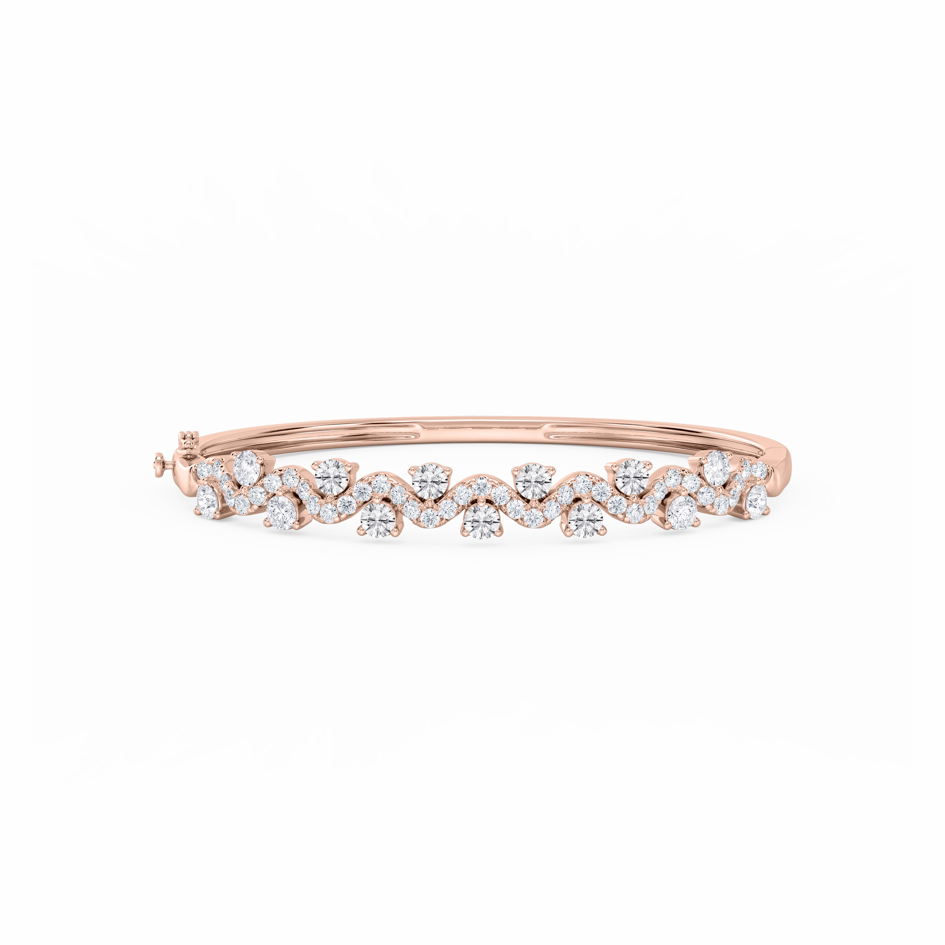 3 ? ctw Round Lab Grown Diamond Wave Bangle Bracelet  - 7.25 Inches Adventure Token Fantasy Element