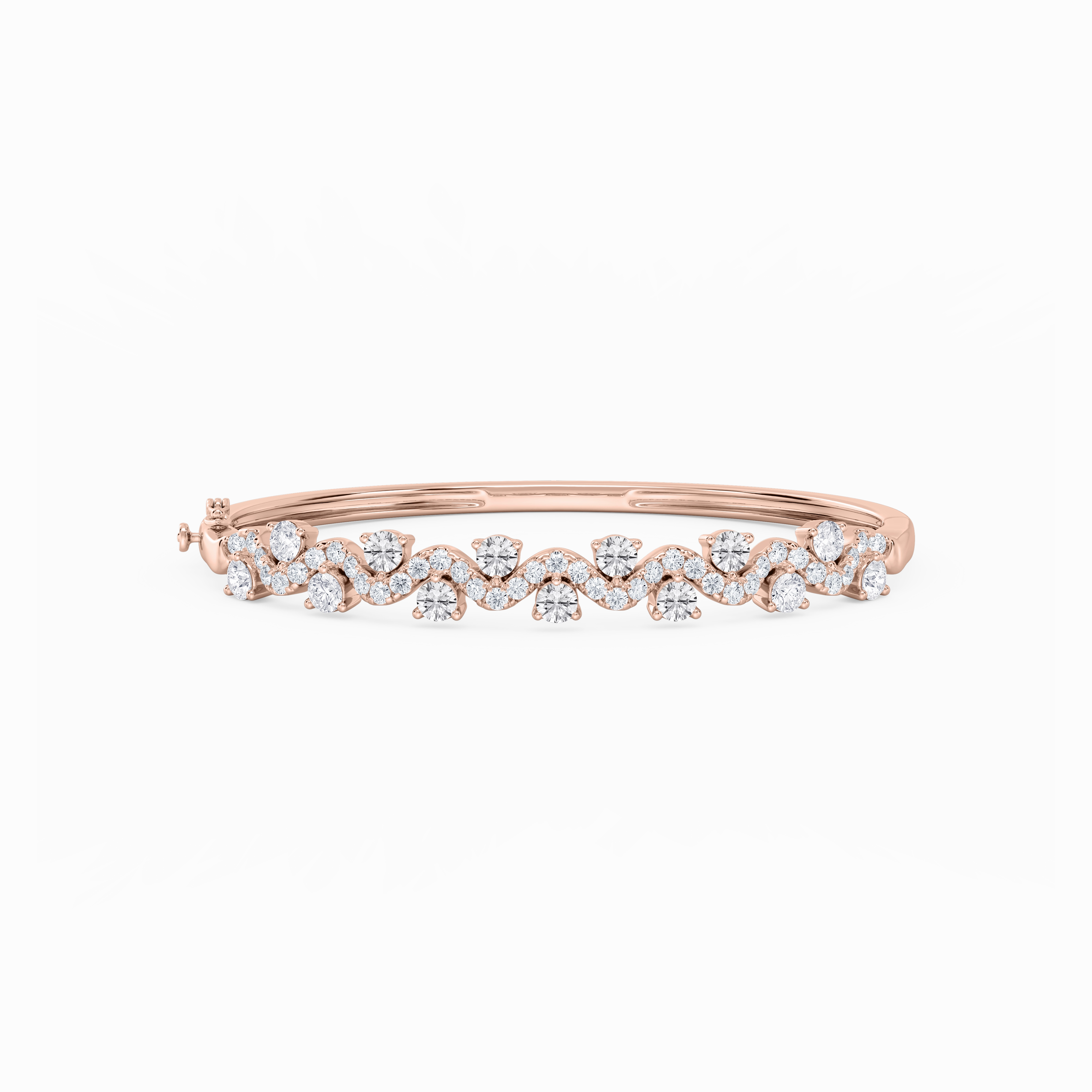 3 ? ctw Round Lab Grown Diamond Wave Bangle Bracelet  - 7.25 Inches Serendipitous Composites