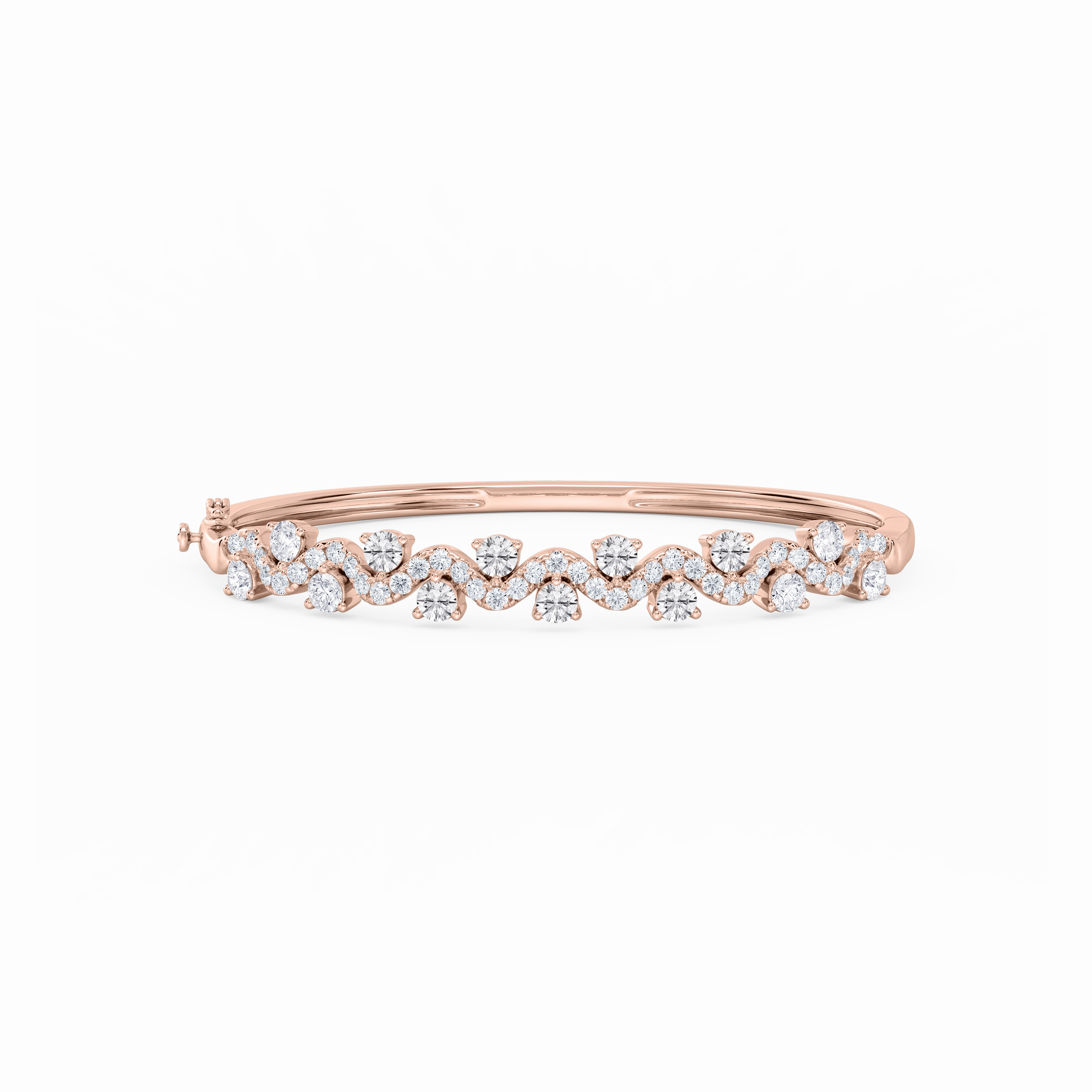 Brotherhood Symbol 3 ? ctw Round Lab Grown Diamond Wave Bangle Bracelet  - 7.25 Inches