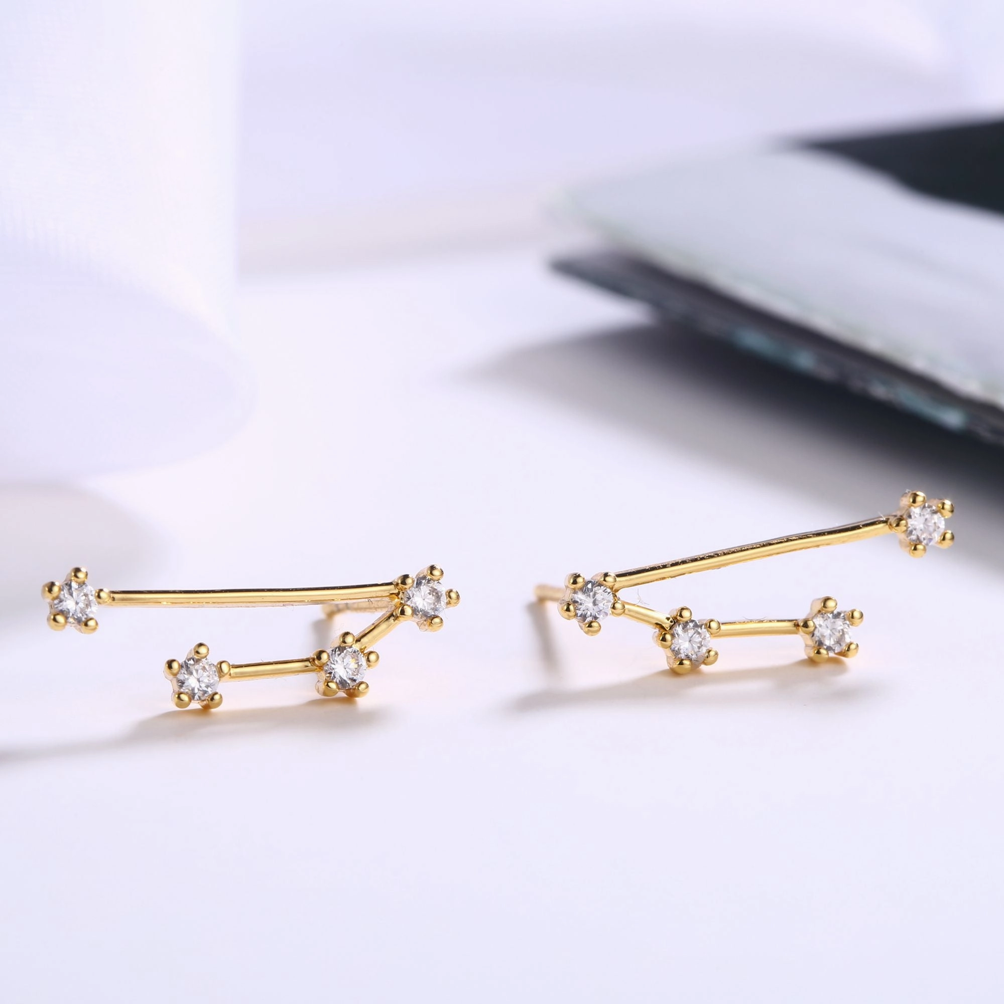 Seasonal Jewelry 18K Gold Plated Zodiac Constellation Stud Earrings
