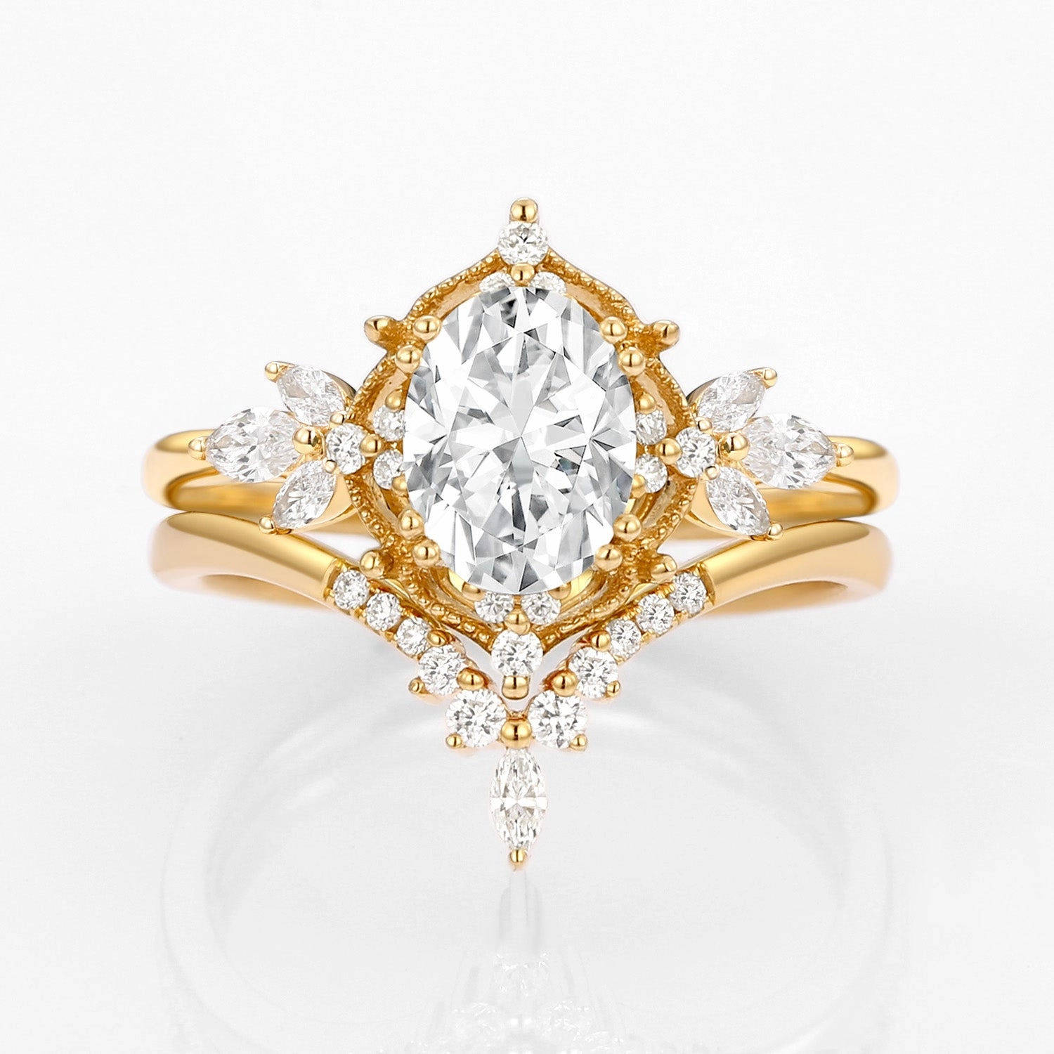 Balanced Form Vintage Signature Moss Agate Fairy Inspired Ring Set 2pcs