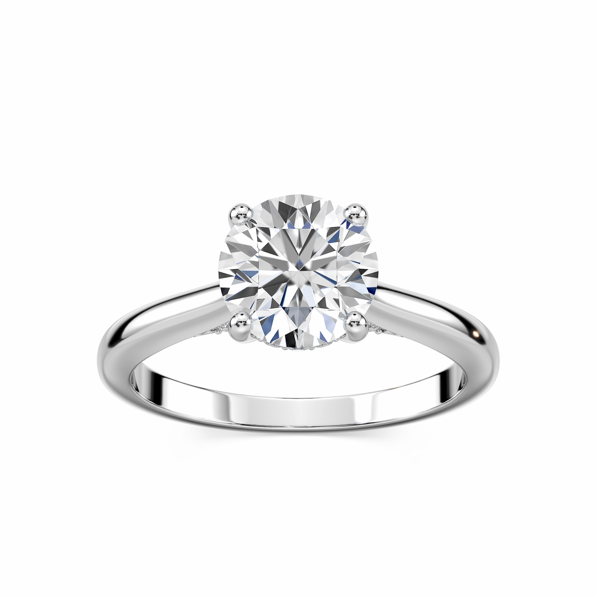Subtle Charm Relaxed Style Vivian Round Lab Grown Diamond Arch Hidden Halo Engagement Ring