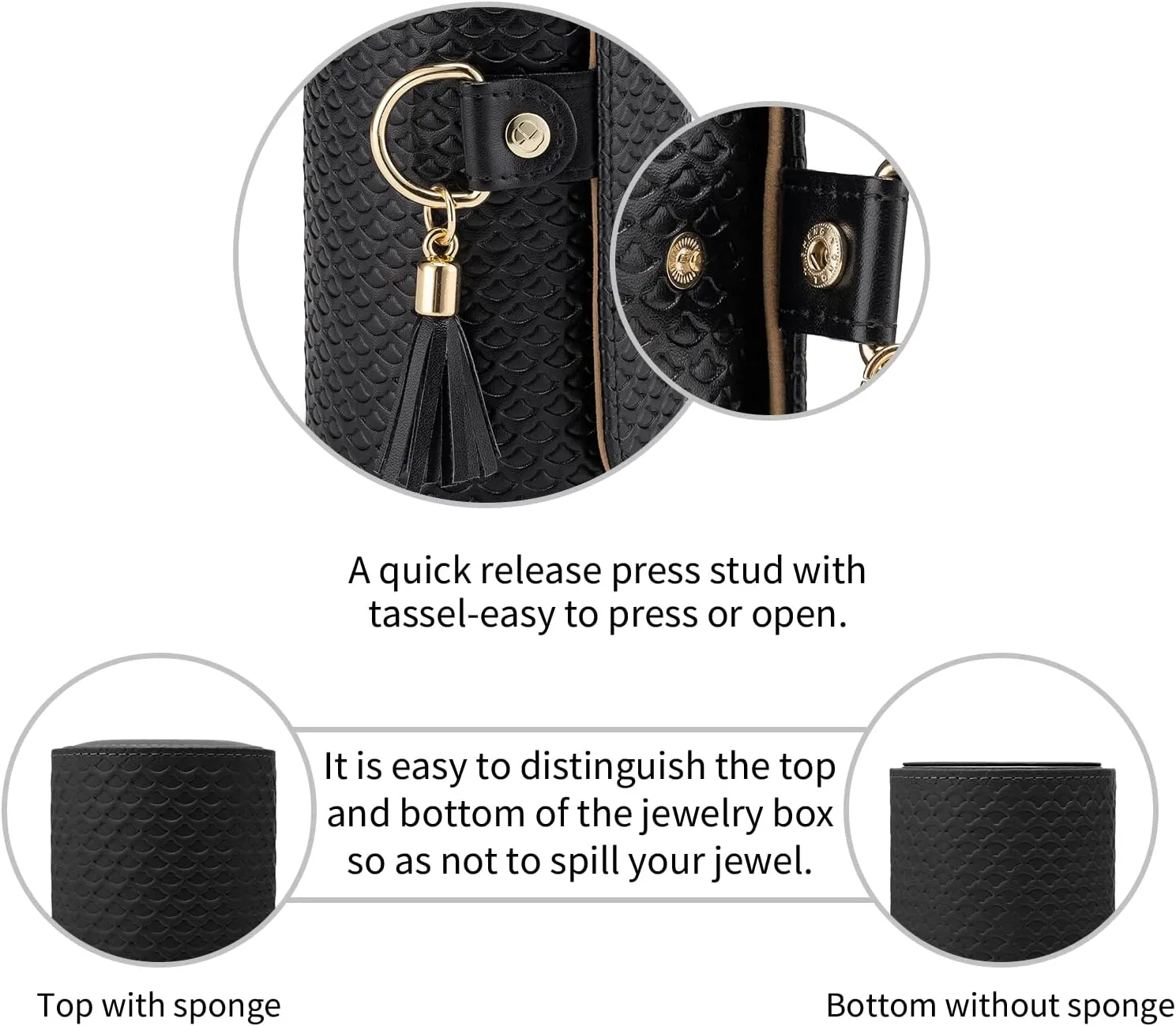 Vlando Travel Jewelry Case for Women, Travel Essential, Travel Must Haves Jewelry Travel Organizer for Girls, Christmas Gifts for Travelers Couples Mom Friends - Black