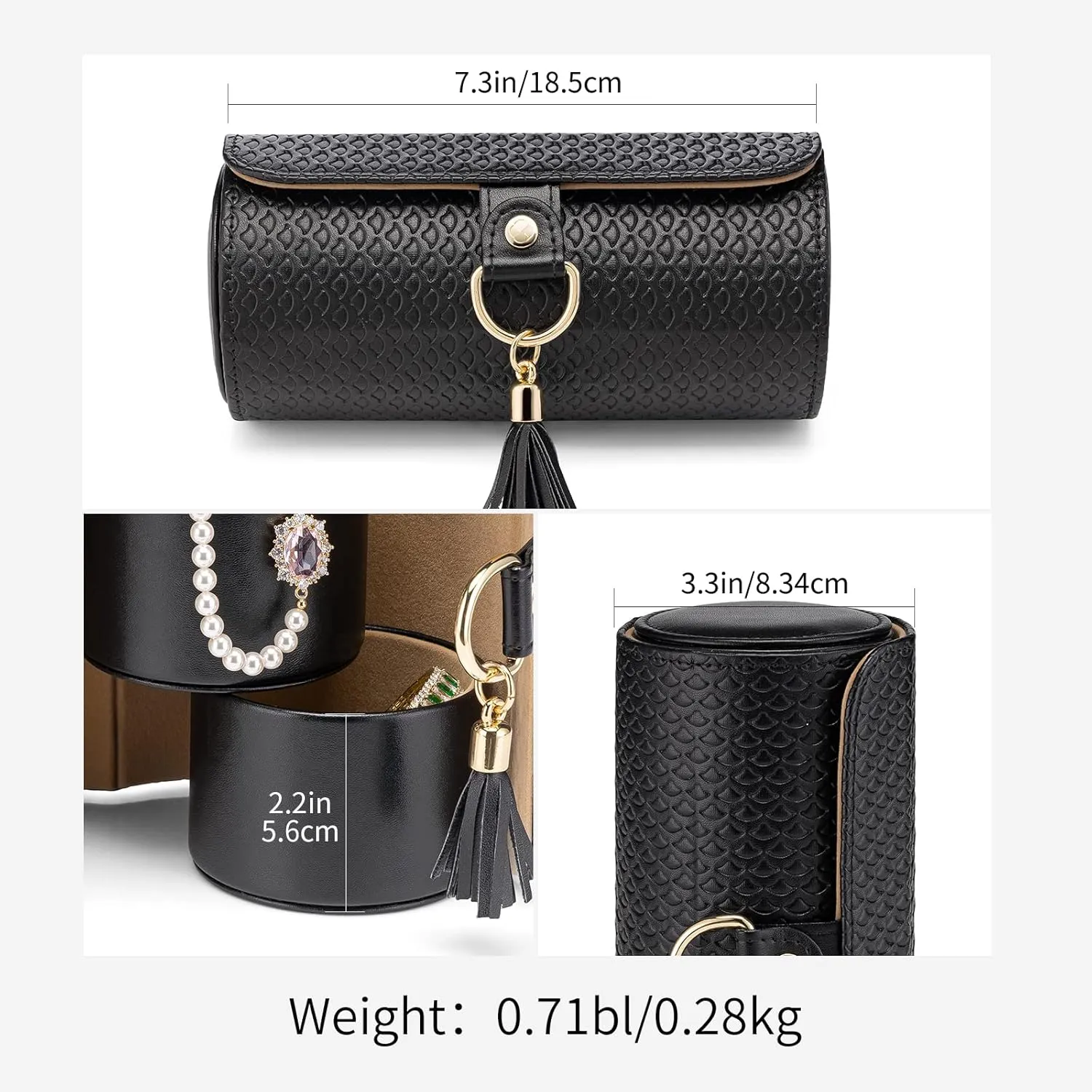 Vlando Travel Jewelry Case for Women, Travel Essential, Travel Must Haves Jewelry Travel Organizer for Girls, Christmas Gifts for Travelers Couples Mom Friends - Black