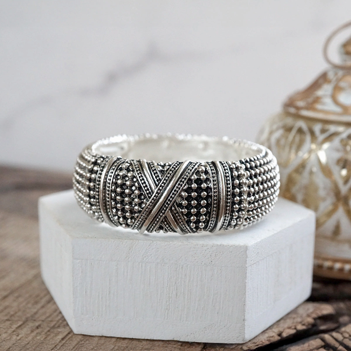 International Blends International Fusions Boho Luxe ?C Wide Statement Stretch Bangles (6 Styles)