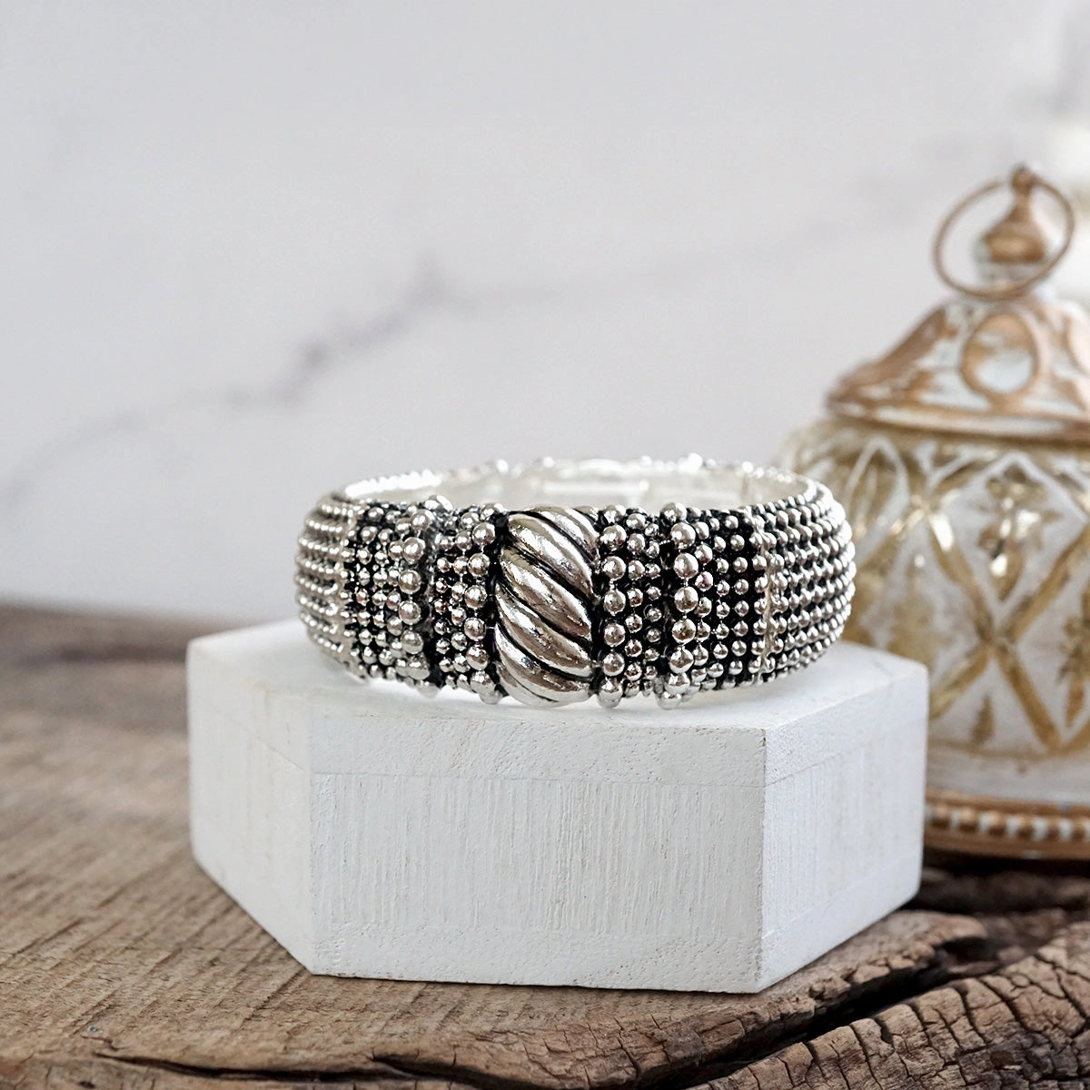 Lasting Beauty Boho Luxe ?C Wide Statement Stretch Bangles (6 Styles)