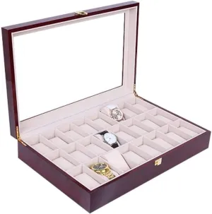 Watch Box 24 Slots Watch Display Storage Box Watch Box Watch Storage Box Wooden Watch Box Watch Storage Box
