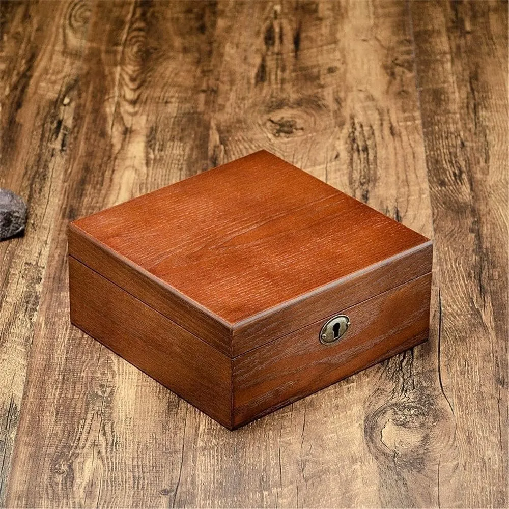 Watch Box Watch Case 6 Slots Watch Box Wooden Watch Storage Box With Lock Watch Box Watch Display Storage Box Watch Organiser Men(A)