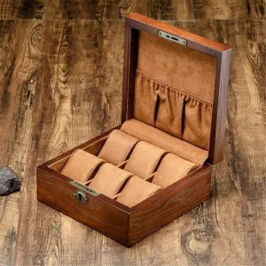 Watch Box Watch Case 6 Slots Watch Box Wooden Watch Storage Box With Lock Watch Box Watch Display Storage Box Watch Organiser Men(A)