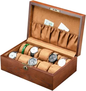 Watch Box Watch Case Watch Display Watch Box Vintage Wooden Watch Display Storage Box Solid Wood Watch Box Storage Bracelet Necklace Watch Organizer For Men(B)