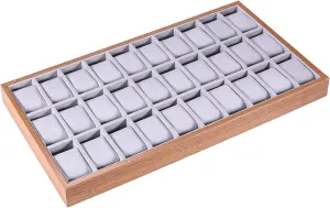 Watch Storage Tray Jewelry Tray Wood Watch Display Tray Watch Drawer Organizer for Showcase Store Dresser Father's Day Gift, 30 Grid