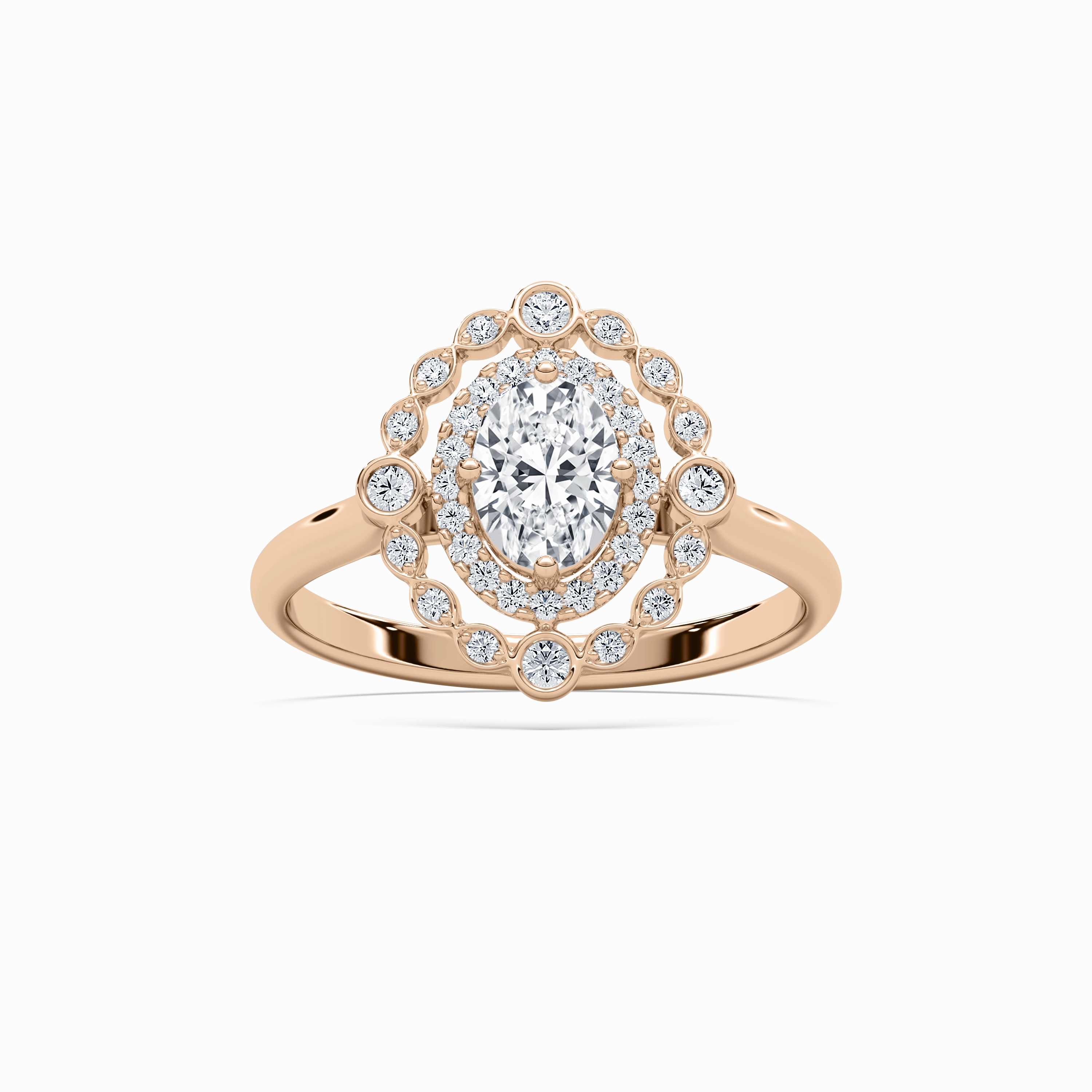 Stylish Adornment Excellent Design Naida 7/8 ctw Oval Lab Grown Diamond Petite Antique Halo Engagement Ring