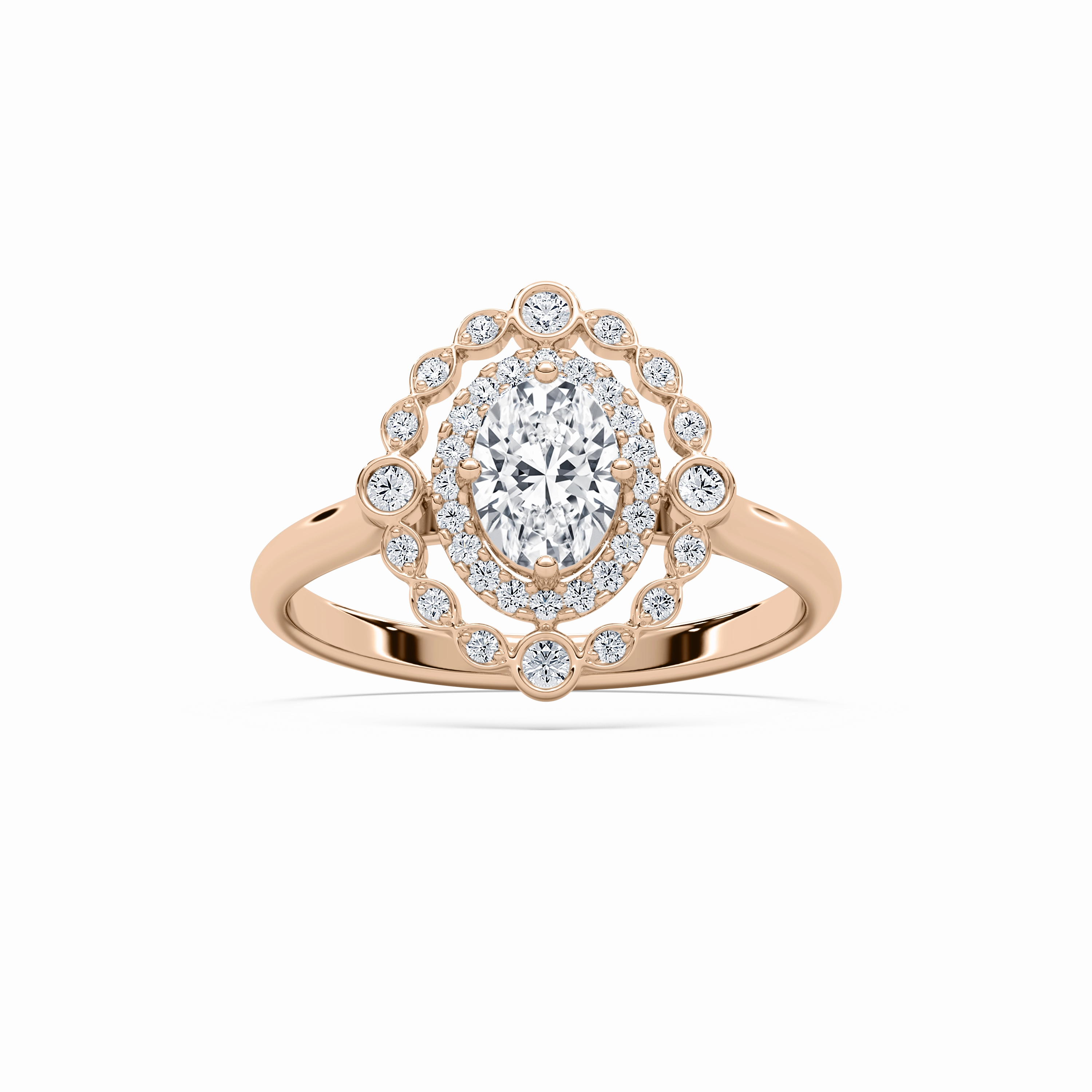 Lightweight Craft Easy Care Naida 7/8 ctw Oval Lab Grown Diamond Petite Antique Halo Engagement Ring