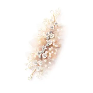Wedding Headband Headpiece Coffee Hair Strap Pearls Elegant Bridal Hair Accessory for Prom Evening Party