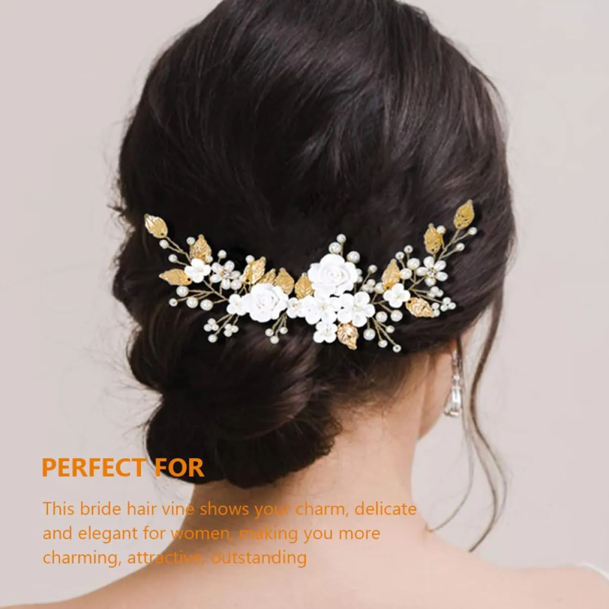 Wedding Headpiece Hair Vine for Wedding Leaf Hair Vine Pearl Hairpin Clip Leaf Hair Accessories Pearl Hair Vine for Bridal Wedding Hair Accessories Metal Bride Rhinestones Mosaic/925