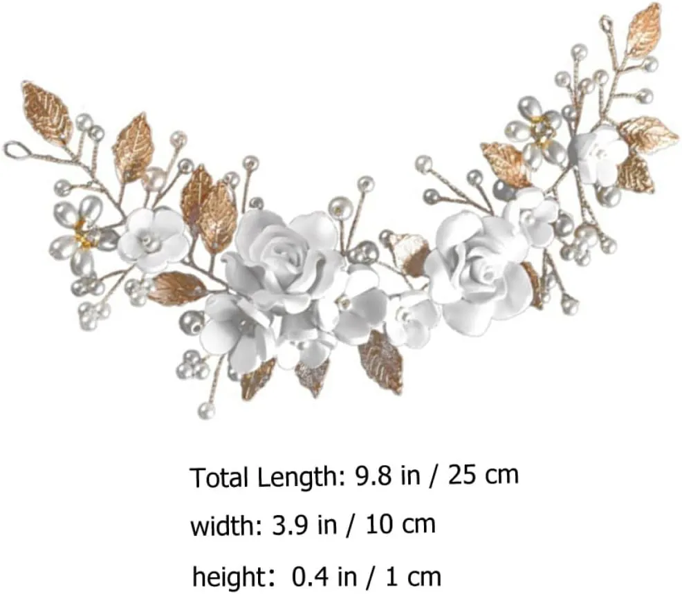 Wedding Headpiece Hair Vine for Wedding Leaf Hair Vine Pearl Hairpin Clip Leaf Hair Accessories Pearl Hair Vine for Bridal Wedding Hair Accessories Metal Bride Rhinestones Mosaic/925
