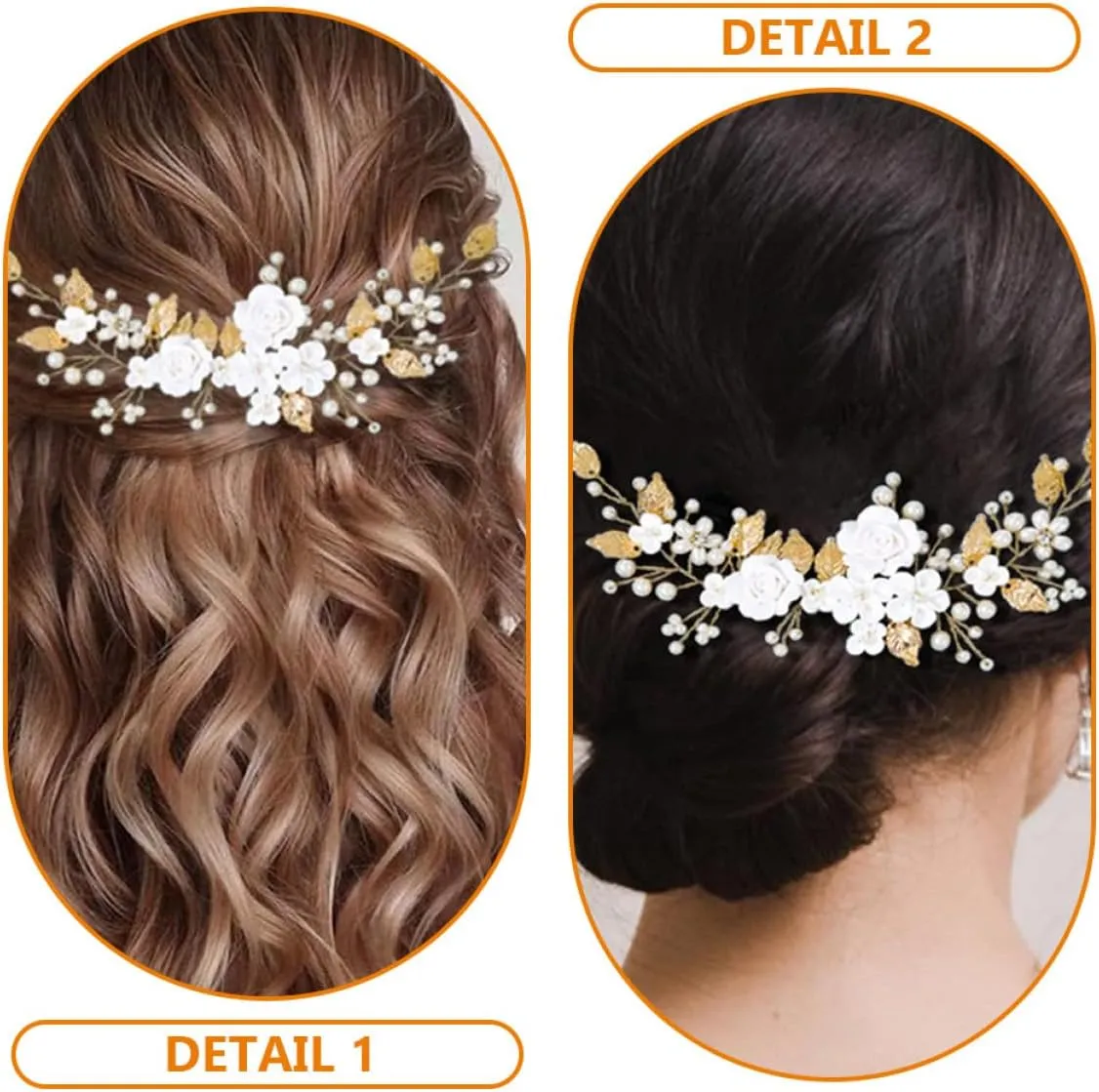 Wedding Headpiece Hair Vine for Wedding Leaf Hair Vine Pearl Hairpin Clip Leaf Hair Accessories Pearl Hair Vine for Bridal Wedding Hair Accessories Metal Bride Rhinestones Mosaic/925