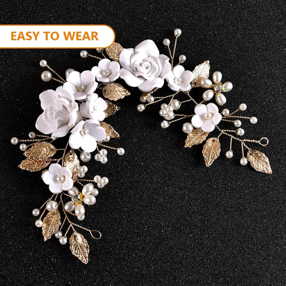 Wedding Headpiece Hair Vine for Wedding Leaf Hair Vine Pearl Hairpin Clip Leaf Hair Accessories Pearl Hair Vine for Bridal Wedding Hair Accessories Metal Bride Rhinestones Mosaic/925